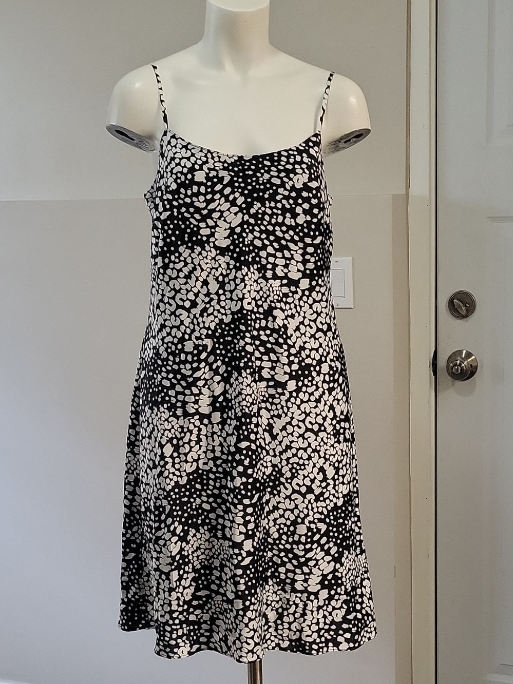 Calvin Klein Black and White Printed Skater Dress